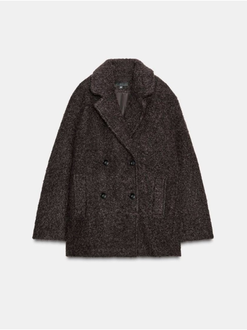 ZARA Double-Breasted Bouclé Coat